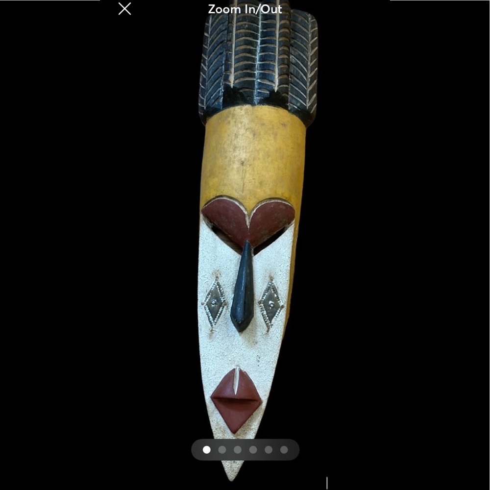 Vintage artesian crafted wood mask from Ghanaian